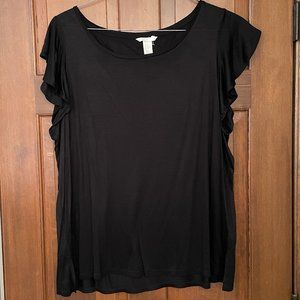 NWOT Size XL H&M black flutter sleeve top
